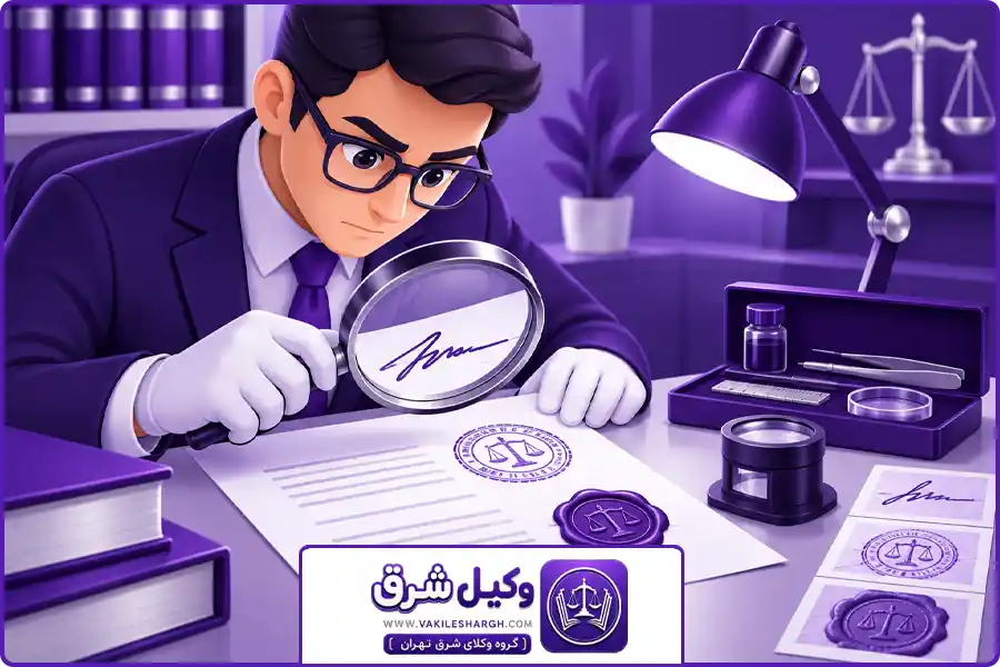 وکیل جعل اسناد شرق تهران | کارشناسی خط، امضا و مهر